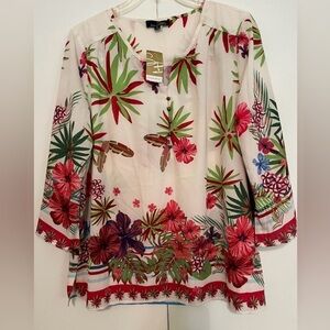 Suzanne Betro Multicolor Floral Blouse